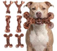 Kseroo 6-Pack Bacon Flavored Dog Chew Toys for Aggressive Chewers, Brown-XL | Indestructible, Heavy Duty, Rock-Hard Solid Nylon Bones for Medium/Large Dogs 30-100lbs, Tough, Long-Lasting, Keep Them Busy