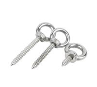 KSeSii 1~3pcs M4 M5 M6 M8 M10 M12 304 Stainless Steel Lifting Eye Bolt Round Ring Hooks Self Tapping Wood Screws Eye Nut Self Tapping Screw(M4x50mm-3pcs)