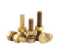 KSeSii 4In1 Brass Outer Hexagonal Bolt Screw Nut Flat Washer Washer Combination Machine Screws Copper DIN933 M3 M4 M5 M6(20mm,M5 (5Set))