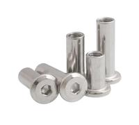 KSeSii 5/10pcs/lot M3 M4 M5 M6 Stainless Steel Large Flat Hex Socket Head Furniture Rivet Connector Insert Joint Sleeve Cap Nut(8mm(L),10pcs M4 (OD 5mm))