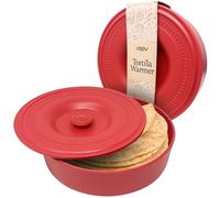 KSEV Tortilla Warmer Insulated Container with Lid (8.5" x 2.5"-Inch), BPA FREE Microwave & Dishwasher Safe Tortilla Holder Server Box For Tortilla, Flour Taco, Chapati, Flat Breads (1 Pack - Red)
