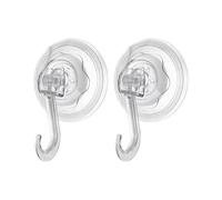 KSEWJP 2 Pcs Suction Hooks, Plastic Clear Vacuum Suction Cup, Reusable and Removable Suction Cup Hooks, No Drill Heavy Duty Stick on Hooks, for Bathroom, Kitchen, Door, Window, Wall, Closet