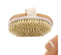 KSEWJP Dry Brush for Lymphatic Drainage & Exfoliation, Natural Bamboo & Bristles, Oval Shape 12 x 6.5 cm, Manual Body Brush for Shower & Bath, Suitable for All Skin Types