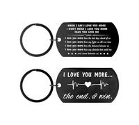 KSEWJP Engraved I Love You More Keyring, Black Stainless Steel Keychain, Romantic Anniversary Valentine Birthday Gifts for Him Her, Couples Love Gift for Boyfriend Girlfriend
