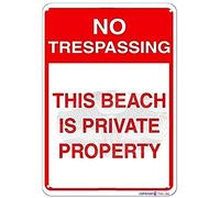 KSFEITING No Trespassing This Beach is Private Property Aluminum Metal Sign Movie Poster Sign,Cave,Bar,Club,Home Wall Art Metal Tin Sign 12 X 8 INCH