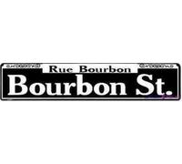 KSFEITING Retro Metal Tin Sign, Bourbon Street Exterior Home Cave Garage bar Wall Decoration Vintage Metal Aluminum Sign 4 x 16 inch