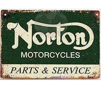 KSFEITING Retro Metal Tin Sign,Norton Parts and Service Vintage Garage Sign Exterior Home Cave Garage bar Wall Decoration Vintage Metal Aluminum Sign 8 x 12 inch