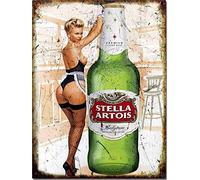 KSFEITING Vintage Metal tin Sign Sexy Stella Girl Exterior Home Bar Decoration Retro Vintage Metal Tin Sign 8 x 12 Inch