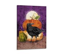KSGSTBZHV Halloween Crow Pumpkin Retro Style Decorative Painting Canvas Wall Posters And Modern Family Bedroom Decor 24x36inch(60x90cm)
