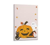 KSGSTBZHV Halloween Pumpkin Ghost Black Cat Playful Illustration Style Decorative Painting Canvas Wall Posters And Modern Family Bedroom Decor 16x24inch(40x60cm)