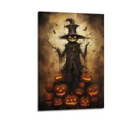 KSGSTBZHV Halloween Pumpkin Scarecrow Dark Realistic Art Decorative Painting Canvas Wall Posters And Modern Family Bedroom Decor 16x24inch(40x60cm)