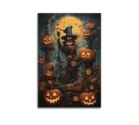 KSGSTBZHV Halloween Pumpkin Scarecrow Dark Realistic Style Decorative Painting Canvas Wall Posters And Modern Family Bedroom Decor 08x12inch(20x30cm)