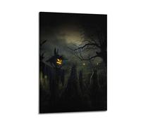KSGSTBZHV Halloween Pumpkin Scarecrow Dark Style Decorative Painting Canvas Wall Posters And Modern Family Bedroom Decor 16x24inch(40x60cm)