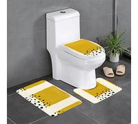 KSGTXC Mustard Yellow and Black Bathroom Rug Sets 3 Piece