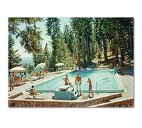 KSHAO ATHQW Slim Aarons Poster 《Swimming Pools In Lake Tahoe》Wall Art Slim Aarons Canvas Paintings Retro Prints For Room Decoration Picture 40x60cmx1 No Frame