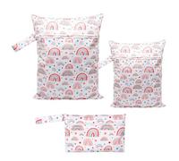 Ksheria 3pcs Cloth Diaper Wet Dry Bags Waterproof Reusable with Two Zippered Pockets Travel Beach Pool Daycare Soiled Baby Items Yoga Gym Bag for Swimsuits or Wet Clothes