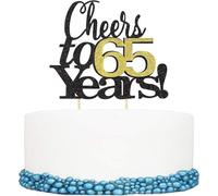 KSHGTB 1Pcs “Cheers to 65 Years” Cake Topper - Happy 65th Birthday Cake Topper | 65th Anniversary Party Decorations | Birthday Cake Topper for Women & Men