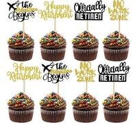KSHGTB 24Pcs Happy Retirement Cupcake Toppers Officially Retired Cake Toppers No Work Zone Adventure Begins Cupcake Picks Retirement Theme Farewell Birthday Party Decorations Supplies