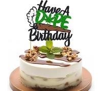 KSHGTB Have a Dope Birthday Cake Topper Pot Leaf Weed Leaves Happy Birthday Cake Decoration Marijuana Dope 420 Birthday Party Supplies for Man Women - Black Green Glitter