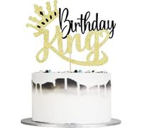KSHGTB "King Birthday" black and gold Glitter happy birthday cake topper | Cake Decorations for Men, 18th 21st 30th 40th 50th Birthday Party Decorations