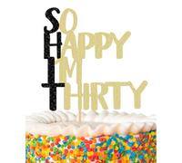KSHGTB So Happy I'm Thirty Cake Topper - 30th birthday cake topper, Fabulous Birthday Cake Party Decorations.Black men's and women's 30th birthday cake party decoration