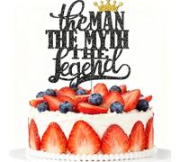KSHGTB The Man The Myth The Legend Cake Topper, Dad Birthday Theme Happy Father's Day Party Decor, Retirement Party Decoration Supplies - Black Gold Glitter