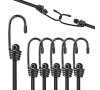 Kshineni 30cm Bungee Cords with Hooks, 6 Pcs Heavy Duty Outdoor Elastic Bungee Straps, 12 inch Multi-Purpose Rope for Luggage, Camping, Tarps, Bike Rack, Kayaking（Black）