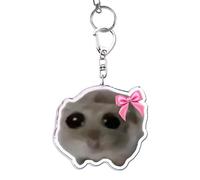 KSHSAA Sad Hamster Keychain, Meme Keyrings, Cute Animal Handbags, Pendants, Accessory, Novel Cartoon Key Holder for Kids, Adults