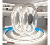 KSIBNW 12V COB LED Strip 10M(2x5M), Cool White 6000K Led Strip Lights 8mm Width LED Tape Lights Flexible CRI90+ Uniform Dotless for Bedroom Cabinet Kitchen Decoration (No Power Supply)