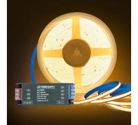 KSIBNW 12V COB LED Strip Lights 5M, Warm White 3000K LED Strips Kit 8mm Width Tape Lights Flexible CRI90+ Uniform Dotless with 12V Power Supply 100W Transformer for Cabinet Kitchen Mirror