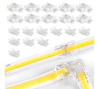 KSIBNW 20pcs LED Strip Light Connectors 2Pin 8mm Wide Unwired Solderless COB LED Strip Connector Seamless Transparent Connection, Include Strip-to-Strip Connector×10 and L Shape Connector×10