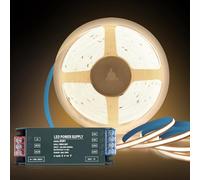 KSIBNW 24V COB LED Strip Lights 5M, Natural White 4000K LED Strips Kit 8mm Width Tape Lights Flexible CRI90+ Uniform Dotless with 24V Power Supply 100W Transformer for Cabinet Kitchen Mirror