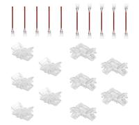 KSIBNW 2Pin 8mm COB LED Strip Light Connectors Gapless 20pcs, Include Strip-to-Strip Connector,L Shape Connector,Single-Ended and Double Ended Strip-to-Wire Connectors