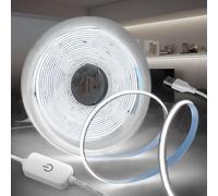 KSIBNW 5V USB COB LED Strip Lights, 2M/6.56ft Dimmable Led Light Strip Cool White 6000K LED Tape Lights Flexible CRI90+ TV Backlight with 1M USB Powered for Bedroom Cabinet Kitchen Decoration