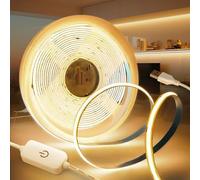 KSIBNW 5V USB COB LED Strip Lights 5M, Dimmable Led Light Strip Warm White 3000K Tape Lights CRI90+ Flexible 5M/16.4ft TV Backlight with 1M USB Powered for Bedroom Cabinet Kitchen Decoration