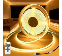 KSIBNW 5V USB COB LED Strip Lights with Remote Control,Dimmable 3M Led Light Strip Warm White 3000K LED Tape Lights Flexible TV Backlight with 1M USB Powered for Bedroom Cabinet Kitchen Decoration
