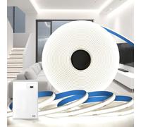 KSIBNW Battery Lights Strip COB, 1M LED Strip Light Battery Powered, Cool White 6000K Self-Adhesive Flexible LED Tape Lights 8mm Width for TV Bedroom Kitchen Cabinet Decor,(Battery not Included)