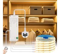 KSIBNW COB LED Strip Lights 12V Kit, 6pcs 1M LED Strips 3000K Warm White Dimmable Under Cabinet Kitchen Lights Flexible Super Bright Lighting for Shelf, Cupboard, Bookcase, Desk, with UK Plug