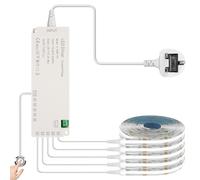 KSIBNW COB LED Strip Lights 12V Kit, 6pcs 1M LED Strips 6000K Cool White Dimmable Under Cabinet Kitchen Lights Flexible Super Bright Lighting for Shelf, Cupboard, Bookcase, Desk, with UK Plug