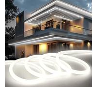 KSIBNW LED Strip Light 10m/32.8ft Outdoor Waterproof, Cool White 320° Glow Neon LED Strip Lights Outside IP65 Flexible 220v-240v Cuttable Rope Strip for Garden Kitchen Outdoor Indoor Decor, 6000K