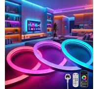 KSIBNW LED Strip Light 3M Outdoor Waterproof, RGBIC Neon Rope Lights with App and Remote Control, Multiple Modes, Music Sync, Colour Changing, LED Light Strips for Bedroom Party Home Decoration