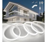 KSIBNW LED Strip Light 5M Waterproof Outdoor Garden, 220V 240V Neon Outside LED Light Strips Cuttable Rope Lights Flexible Neon Rope for Kitchen Cupboard Decking Outdoor Indoor Decor, Cool White