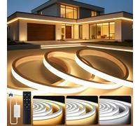KSIBNW LED Strip Light Dimmable Waterproof 30M, Tunable White 3000K-6500K Silicone 220V LED Channel with Remote and Plug Warm White to Cool Daylight Outside Neon Rope Strip for Bedroom,Kitchen,Garden