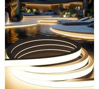 KSIBNW LED Strip Light Outdoor Waterproof Garden, 16.4ft/5m Neon Strip IP65 Flexible Outside LED Strip Light Cuttable 220V 240V Neon Rope Strip for Kitchen BedroomIndoor Decor,Natural White 4000K