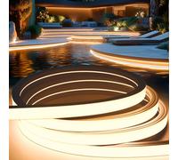 KSIBNW LED Strip Light Outdoor Waterproof Garden, 32.8ft/10m Silicone LED Strip IP65 Flexible Outside Strip Light Cuttable 220V240V Neon Rope Strip for Kitchen BedroomIndoor Decor,Warm White 3000K