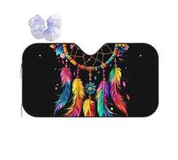 KSIDOV Car Front Glass Sun Blocker Colorful Dream Catcher Bohemian Style Image Sunshade Uv Universal Car Windshield Sun Cover For Hatchbacks Automotive Vehicle 76x140cm