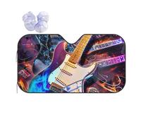 KSIDOV Magic Electric Guitar Music Print Car Windshield Sun Shade, Foldable Foil Sun Shade Car Windshield Cover All Weather Universal Fit Auto Car Trunk SUV, 140x76 CM