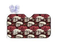 KSIDOV Vintage Skull Rose Car Windscreen Sun Shade, Windshiled Sunshade Front Windows Sun Visor UV Protector Cover, 140X76 cm