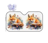 KSIDOV Watercolor Butterfly Fox Car Windscreen Sun Shade, Windshiled Sunshade Front Windows Sun Visor UV Protector Cover, 140X76 cm