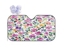 KSIDOV Watercolor Flowers Car Windscreen Sun Shade, Windshiled Sunshade Front Windows Sun Visor UV Protector Cover, 140X76 cm